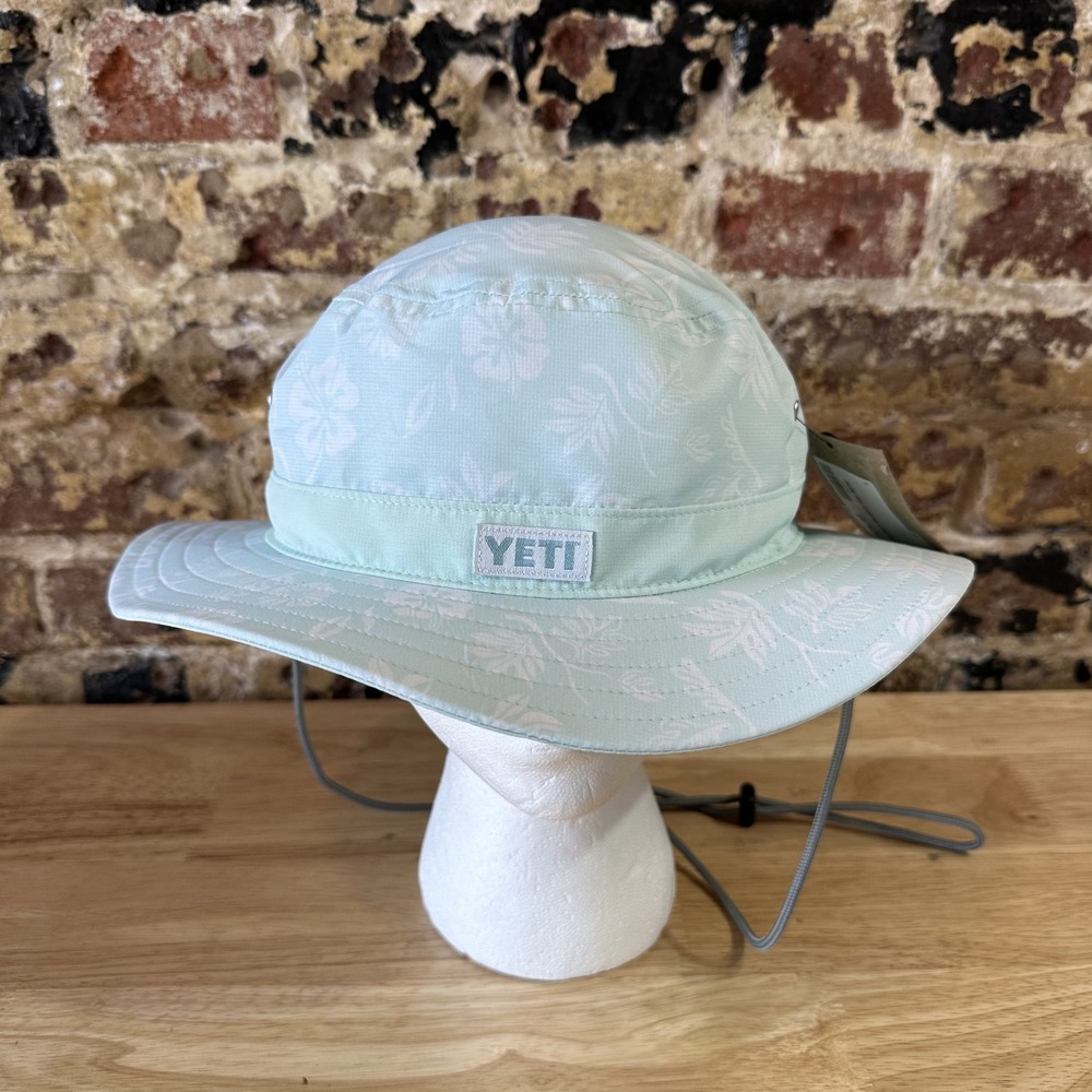 YETI Bucket Hat L/XL Mint Green Floral Boonie Sun Fishing Outdoor NEW
